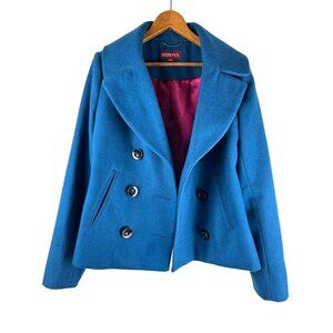 Merona Peacock Blue Double Breasted Fully Lined Pea Coat, Women's Size Medium